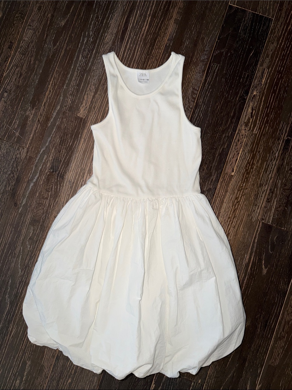 Zara white Ribbed Tank Dress with Bubble Skirt
